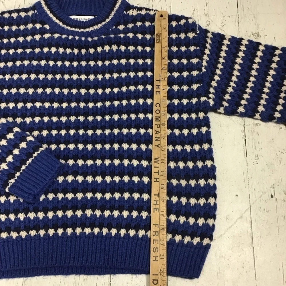 Rebecca Minkoff KatherineWaved Stripe Chunky Knit Sweater in Blue Multi Medium  - Picture 12 of 16
